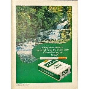 Kool Filter Kings Cigarettes "Come all the way up: Mountain Stream" Playboy Ad